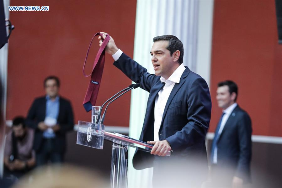 GREECE-ATHENS-DEBT-BAILOUT-EXIT-PM-CELEBRATION