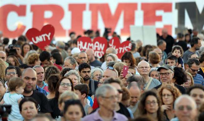 People protest against Israeli "Jewish nation-state" law in Tel Aviv, Israel