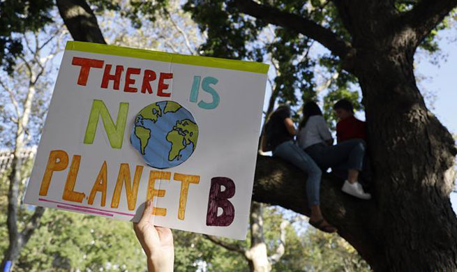 People participate in strike to call attention to climate change in New York