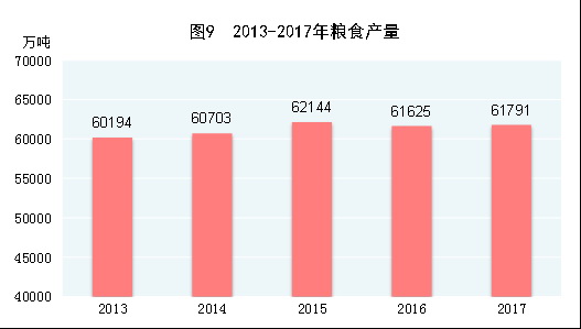 （圖表）[兩會·2017年統(tǒng)計(jì)公報(bào)]圖9：2013-2017年糧食產(chǎn)量