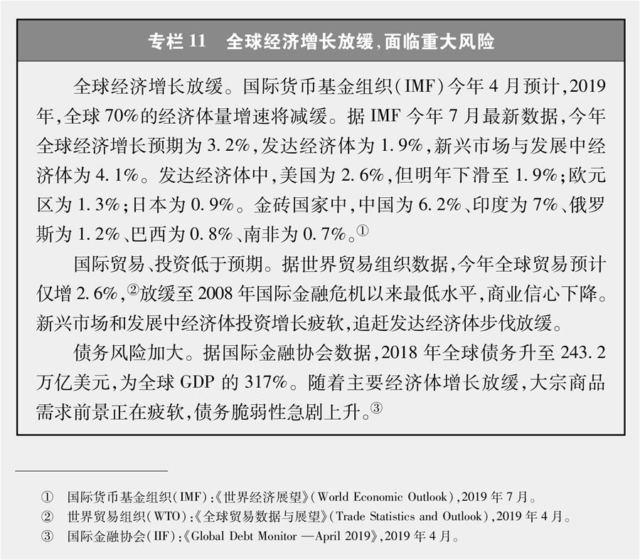 （圖表）[新時代的中國與世界白皮書]專欄11 全球經(jīng)濟增長放緩，面臨重大風險